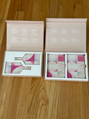 Geometric Pink & Cream Travel Set - Luggage Tags & Passport Holders